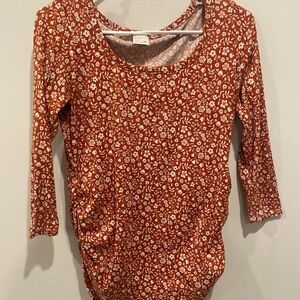 Floral Print Women's Top - Orange